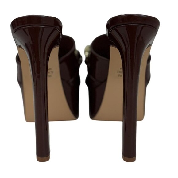 CATHY DIN / Kaiaa-7 / Brown Patent Leather / Platform / High Heel / Sandals With - Picture 4 of 8